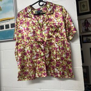Floral Satin Pajama Top size L big dogs